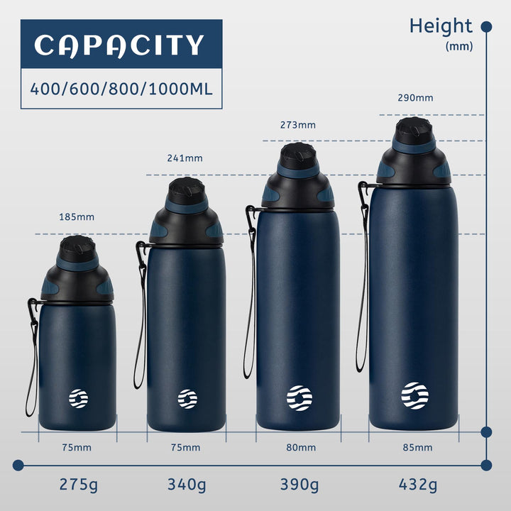 1000ml Stainless Steel Insulated Thermo Water Bottle, Vacuum Flask With Magnetic Lid