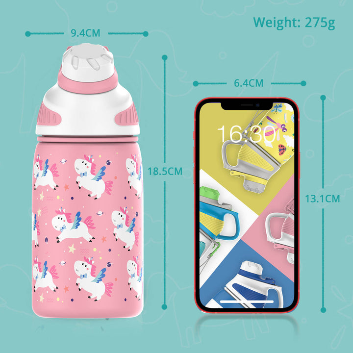 400ml Stainless Steel Insulated Kids Thermo Water Bottle, Vacuum Flask With Magnetic Lid