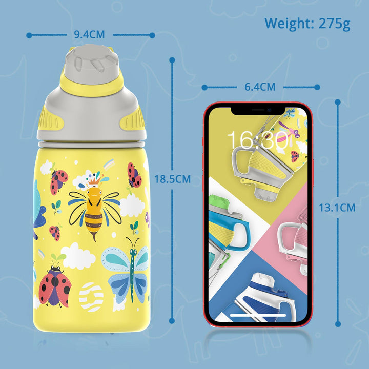 400ml Stainless Steel Insulated Kids Thermo Water Bottle, Vacuum Flask With Magnetic Lid