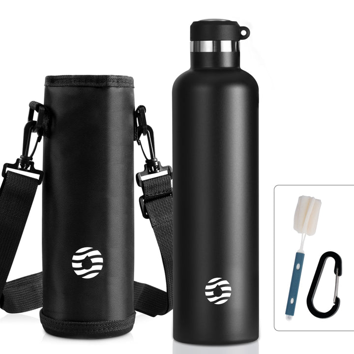1000ml Stainless Steel Insulated Thermo Water Bottle, Vacuum Flask With Carabiner