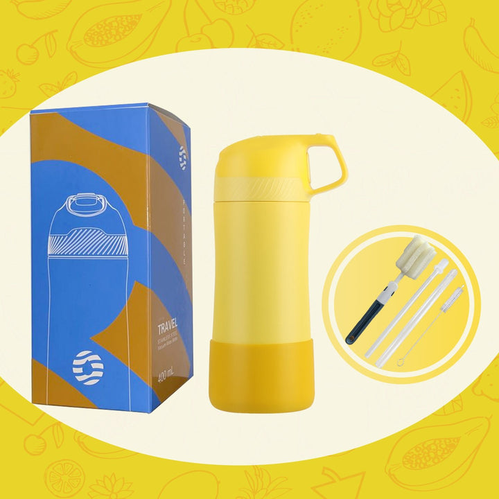 400ml Stainless Steel Insulated Kids Thermo Water Bottle, Vacuum Flask With Straw