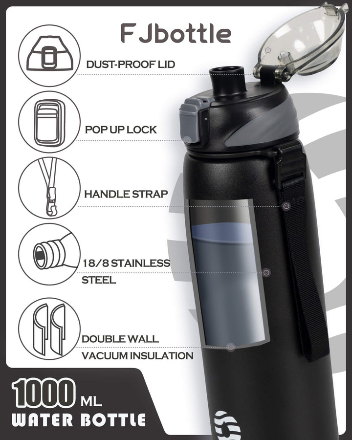 1000ml Stainless Steel Insulated Thermo Water Bottle, Vacuum Flask  With Spout