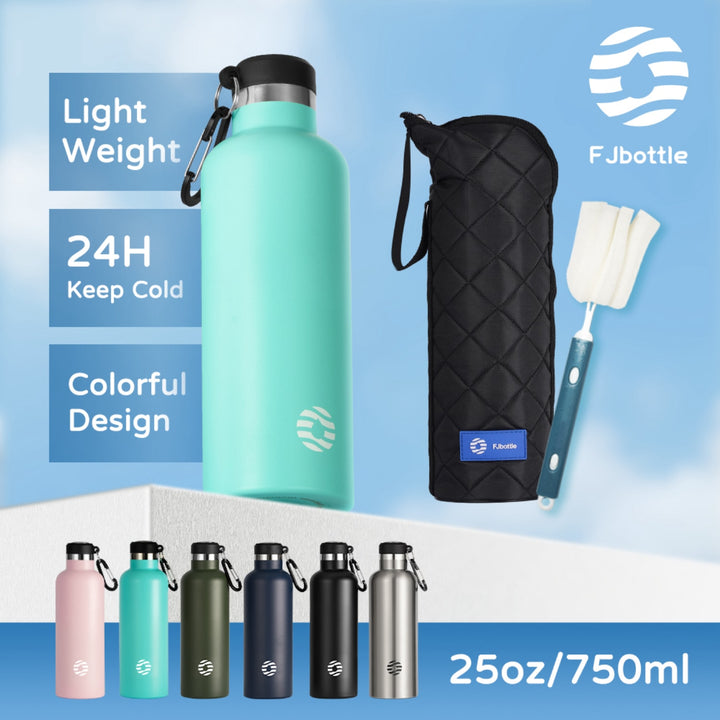 750ml Stainless Steel Insulated Thermo Water Bottle, Vacuum Flask With Carabiner