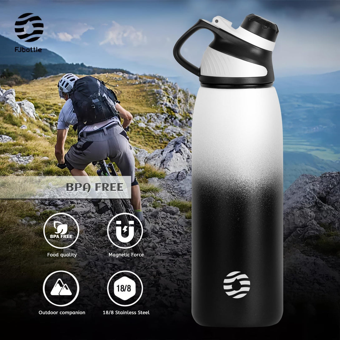 1000ml Stainless Steel Insulated Thermo Water Bottle, Vacuum Flask With Magnetic Lid