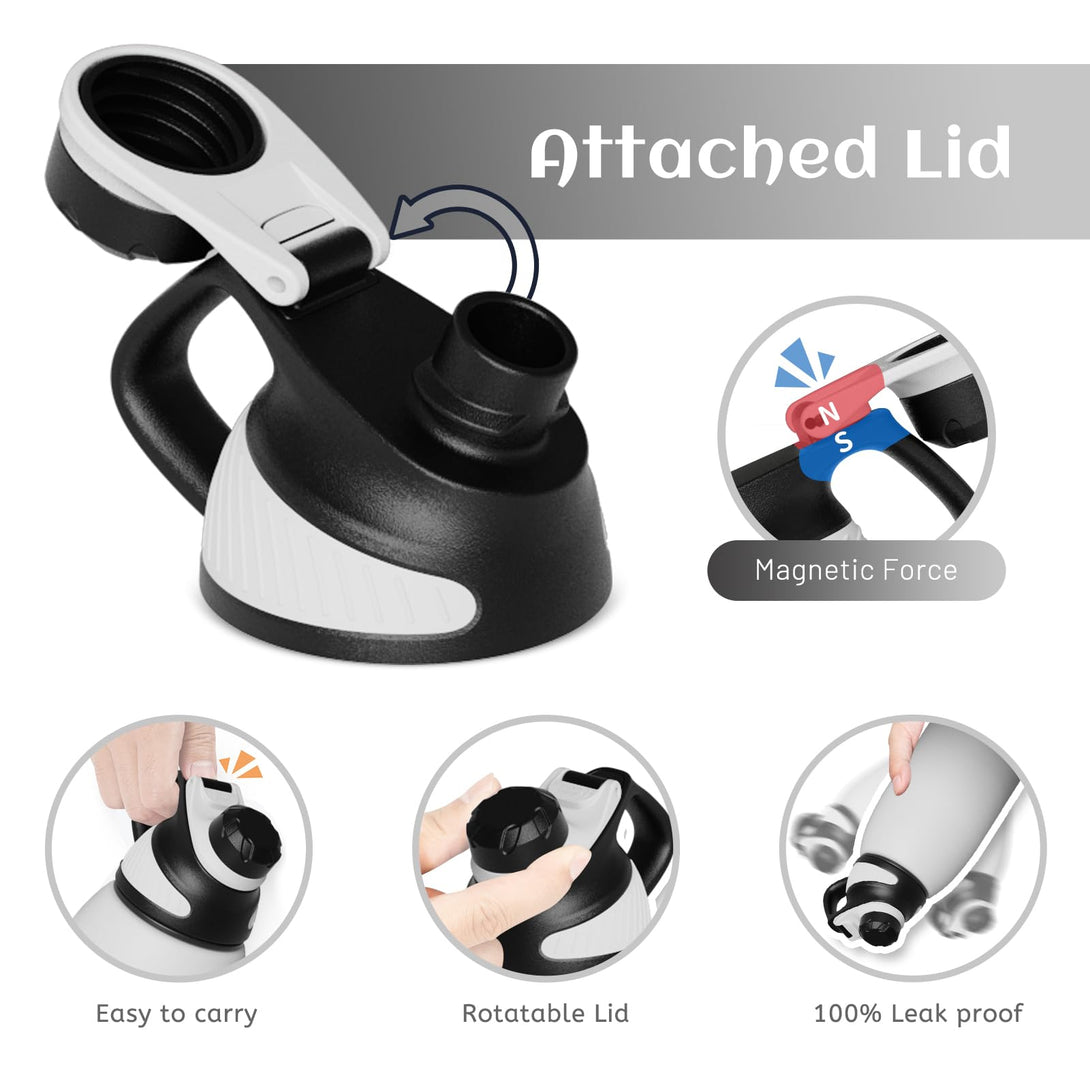 1000ml Stainless Steel Insulated Thermo Water Bottle, Vacuum Flask With Magnetic Lid