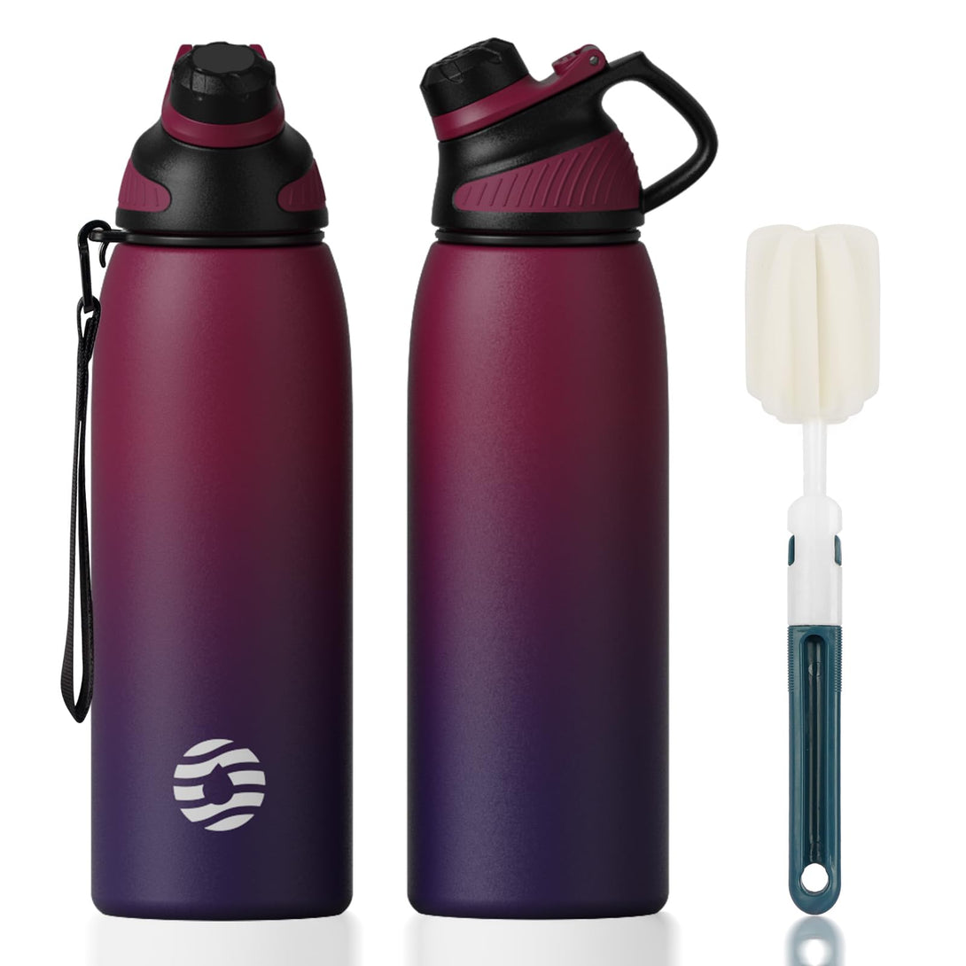 1000ml Stainless Steel Insulated Thermo Water Bottle, Vacuum Flask With Magnetic Lid