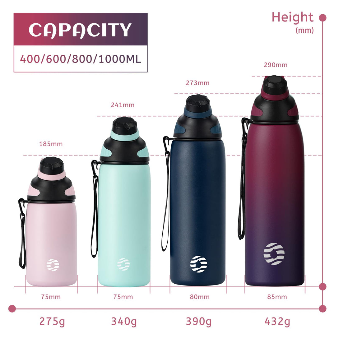 1000ml Stainless Steel Insulated Thermo Water Bottle, Vacuum Flask With Magnetic Lid