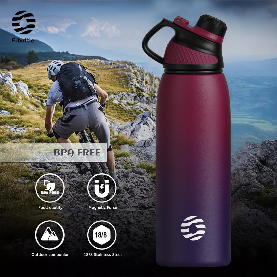 1000ml Stainless Steel Insulated Thermo Water Bottle, Vacuum Flask With Magnetic Lid
