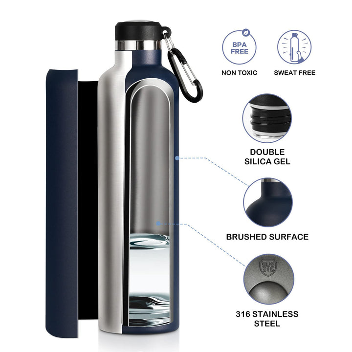 750ml Stainless Steel Insulated Water Bottle With Carabiner