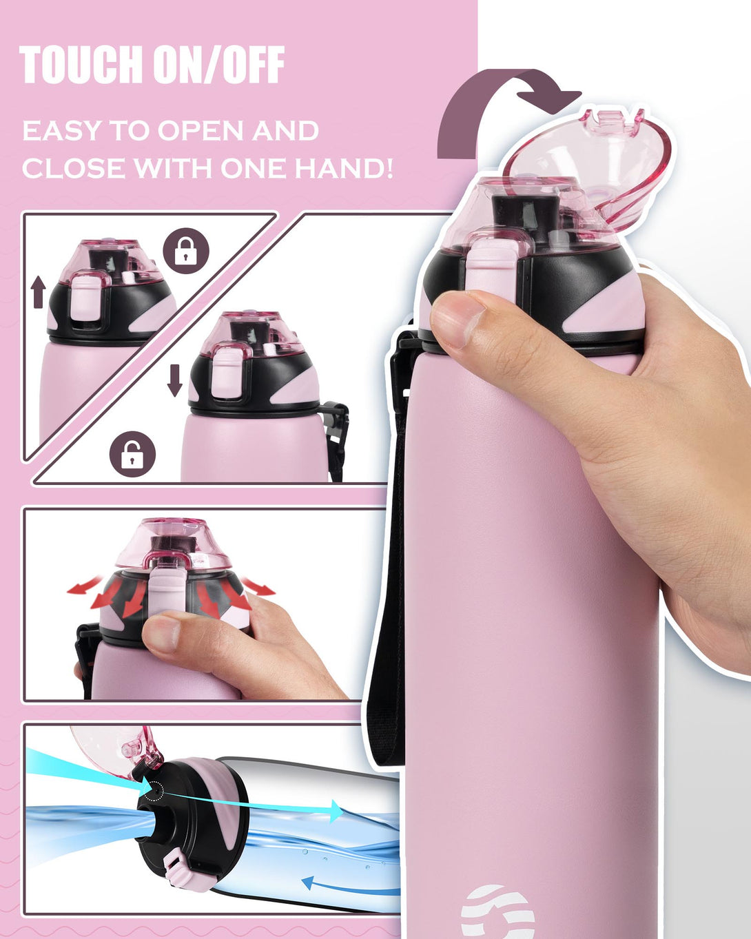 1000ml Stainless Steel Insulated Thermo Water Bottle, Vacuum Flask  With Spout