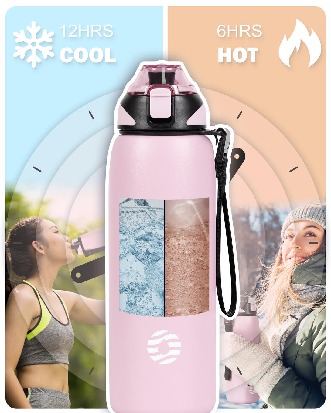 1000ml Stainless Steel Insulated Thermo Water Bottle, Vacuum Flask  With Spout