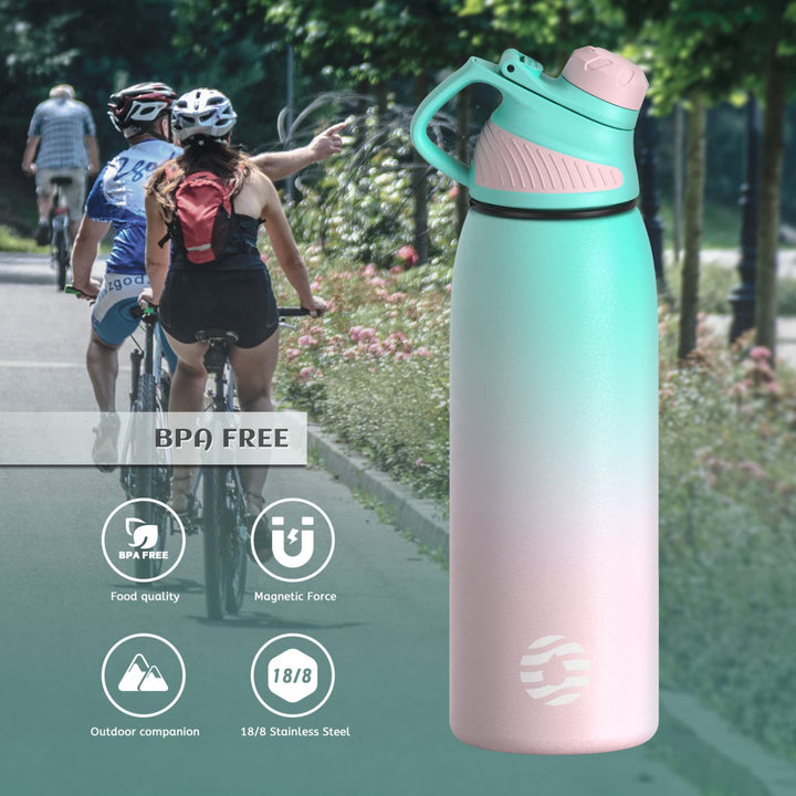 1000ml Stainless Steel Insulated Thermo Water Bottle, Vacuum Flask With Magnetic Lid