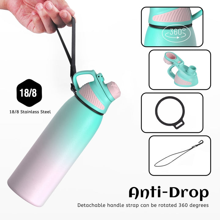 1000ml Stainless Steel Insulated Thermo Water Bottle, Vacuum Flask With Magnetic Lid