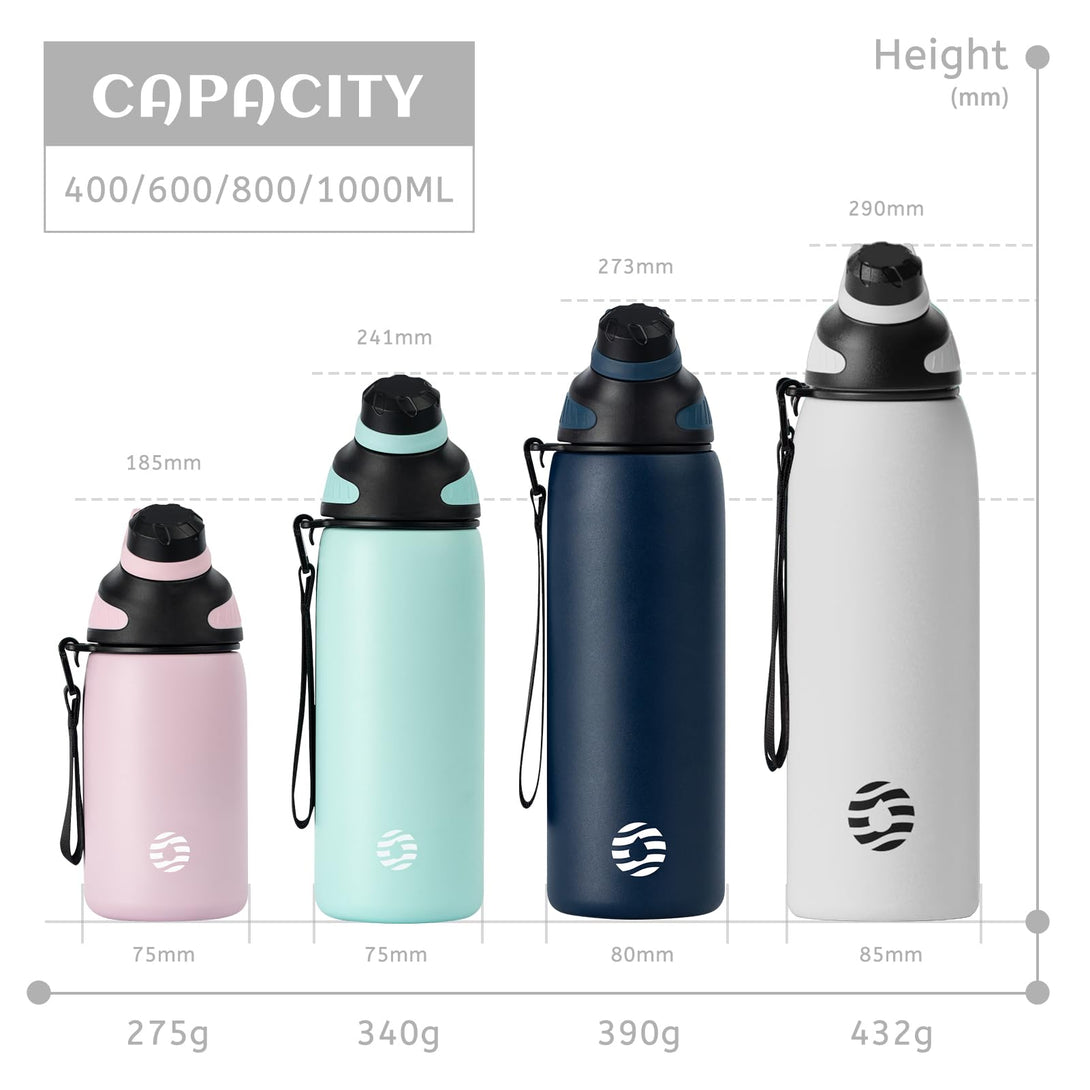 1000ml Stainless Steel Insulated Thermo Water Bottle, Vacuum Flask With Magnetic Lid