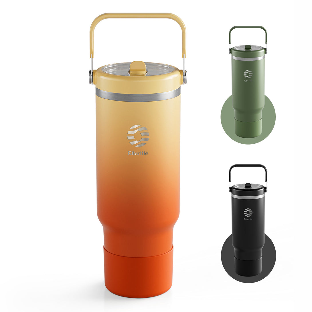 1200ml Stainless Steel Insulated Tumbler with Flip Straw and Handle, BPA-Free Coffee Mug, Leakproof Sports Water Bottle