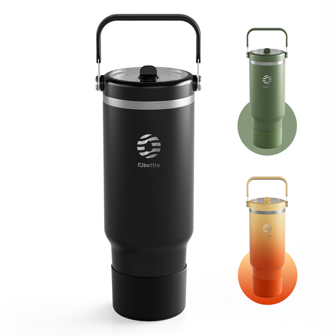 1200ml Stainless Steel Insulated Tumbler with Flip Straw and Handle, BPA-Free Coffee Mug, Leakproof Sports Water Bottle