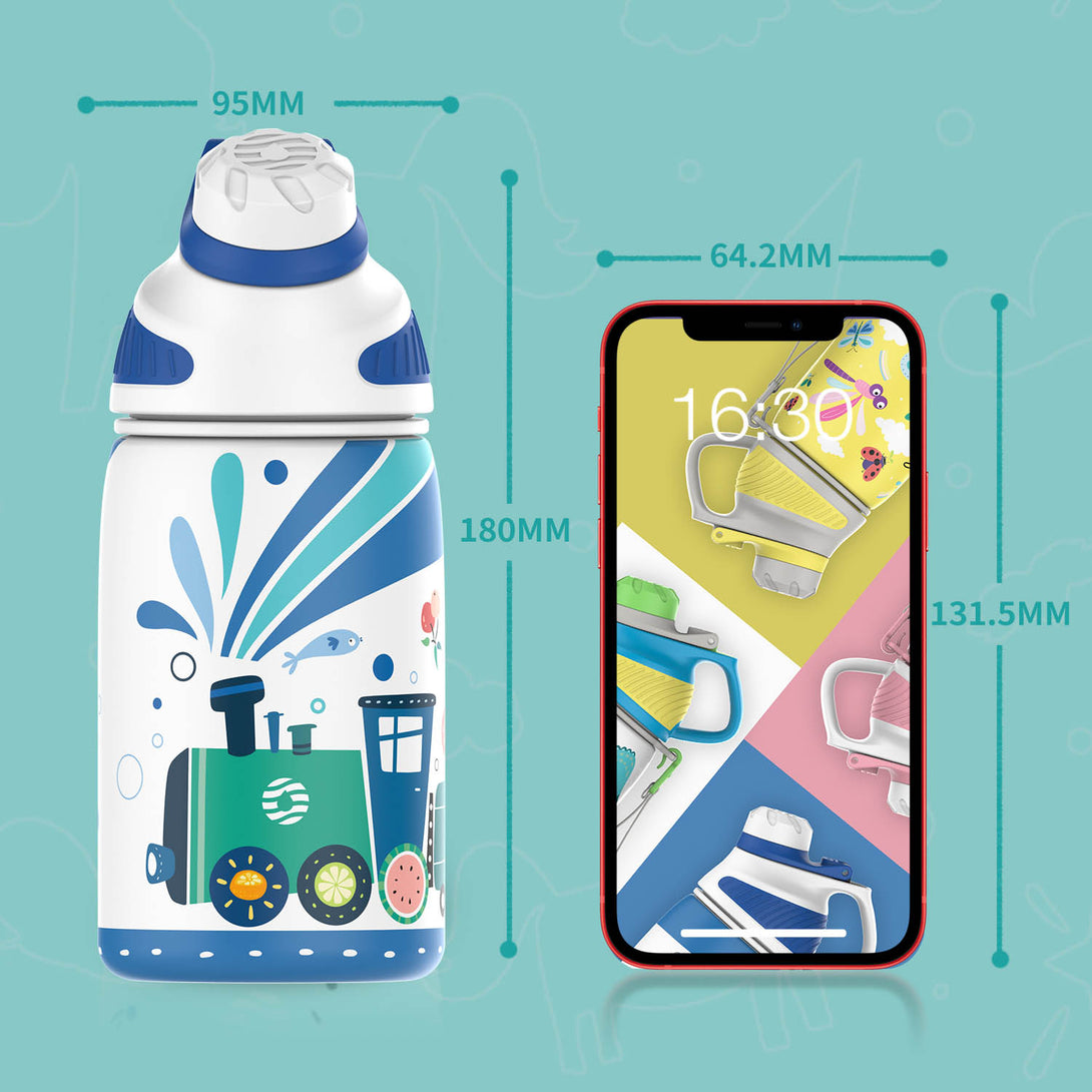 400ml Stainless Steel Insulated Kids Thermo Water Bottle, Vacuum Flask With Magnetic Lid