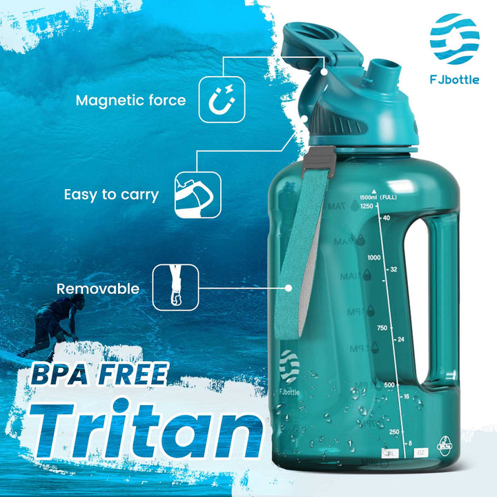 1600ml Tritan Plastic Sports Water Bottle With Magnetic Lid