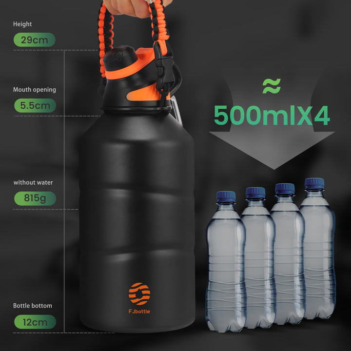 1900ml Stainless Steel Insulated Sports Water Bottle With Magnetic Lid