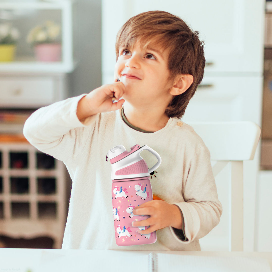 400ml Stainless Steel Insulated Kids Thermo Water Bottle, Vacuum Flask With Magnetic Lid