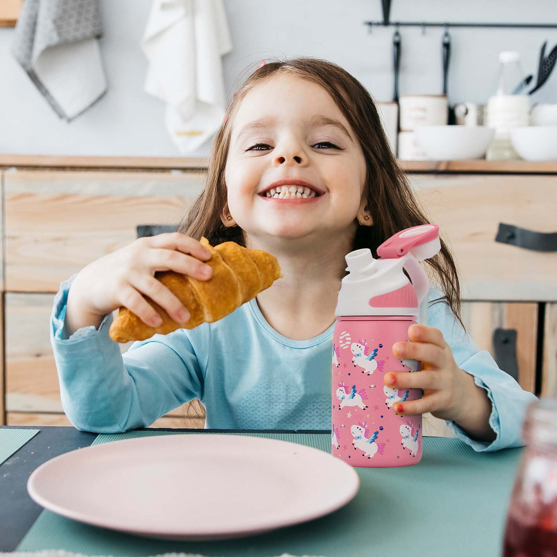 400ml Stainless Steel Insulated Kids Thermo Water Bottle, Vacuum Flask With Magnetic Lid