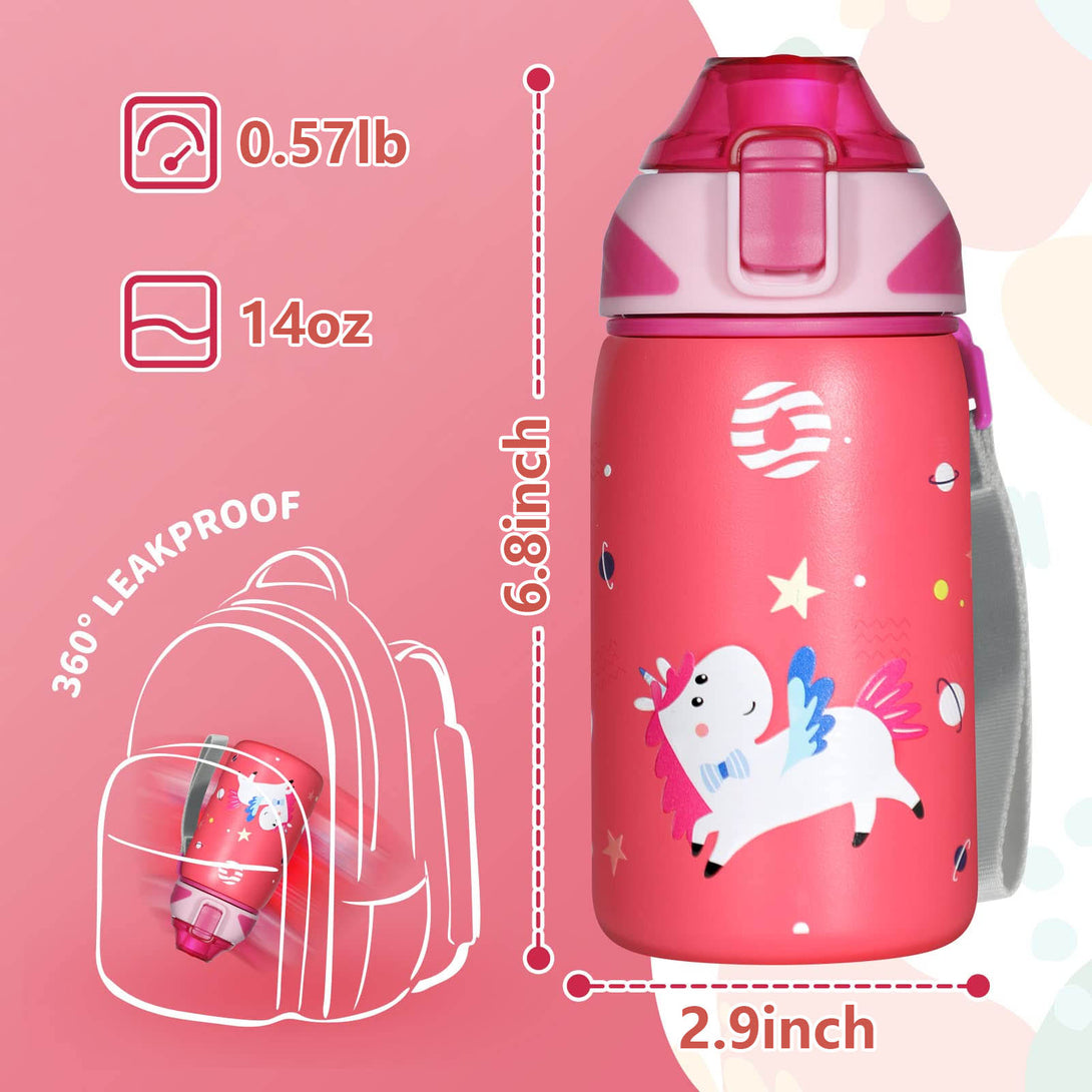 Clearance Sale! 400ml Stainless Steel Insulated Thermo Kids Water Bottle, Vacuum Flask With Spout