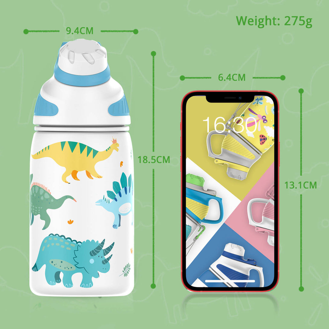400ml Stainless Steel Insulated Kids Thermo Water Bottle, Vacuum Flask With Magnetic Lid