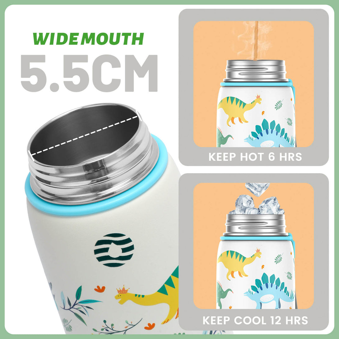 400ml Stainless Steel Insulated Kids Thermo Water Bottle, Vacuum Flask With Magnetic Lid