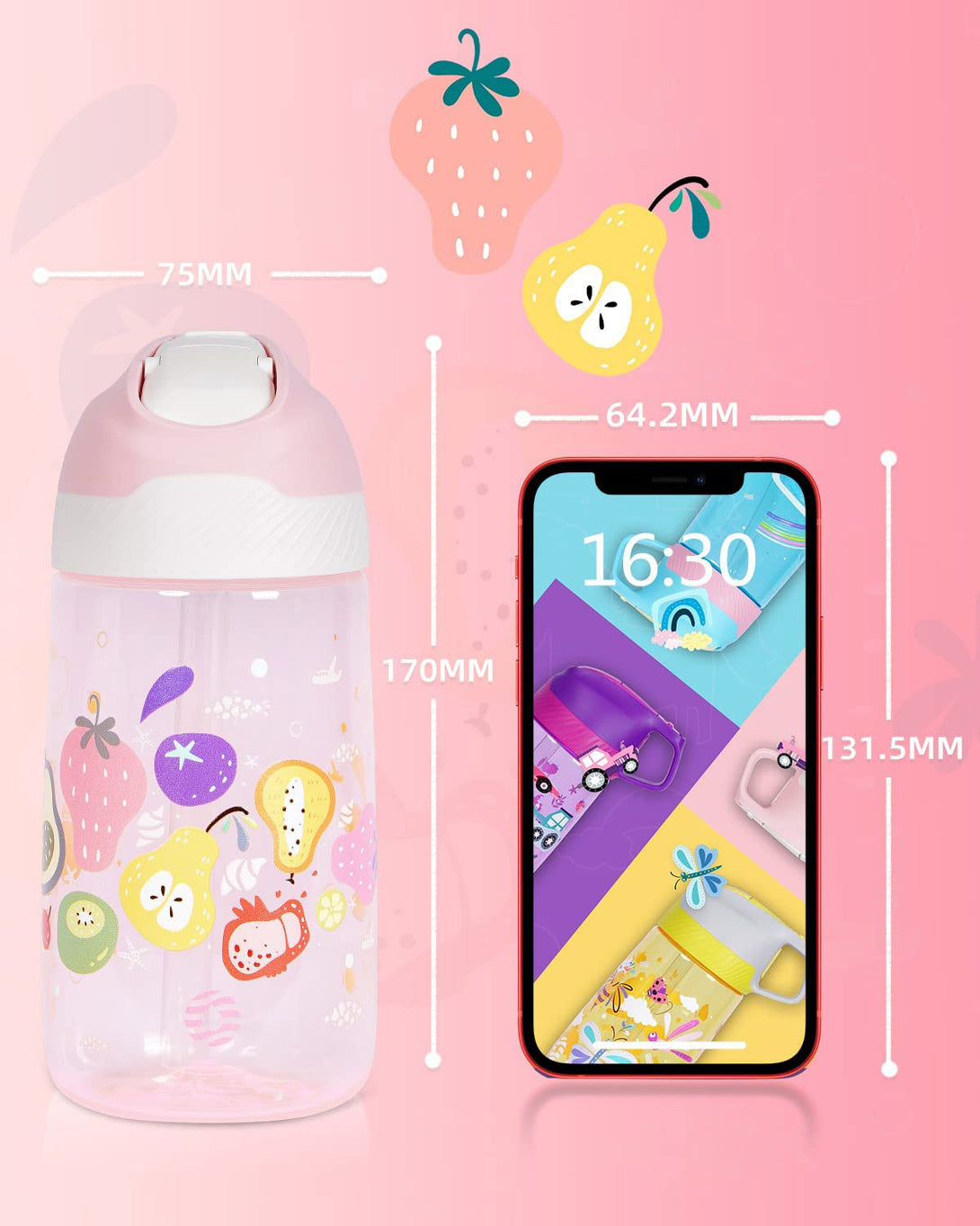 450ml Plastic Tritan Kids Water Bottle With Straw
