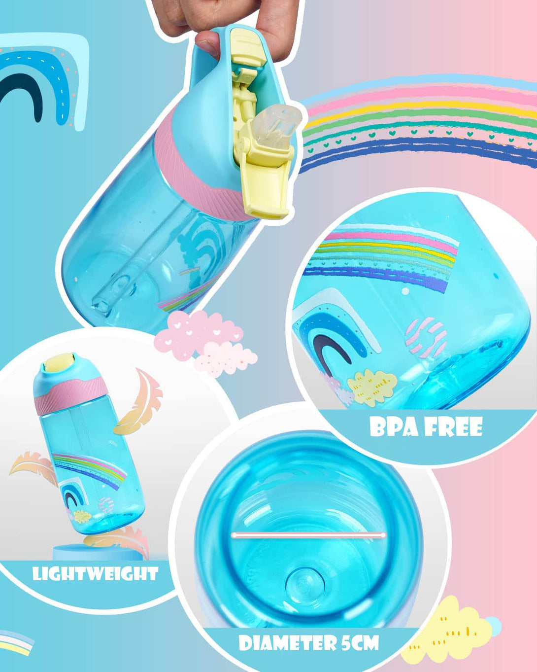 450ml Plastic Tritan Kids Water Bottle With Straw