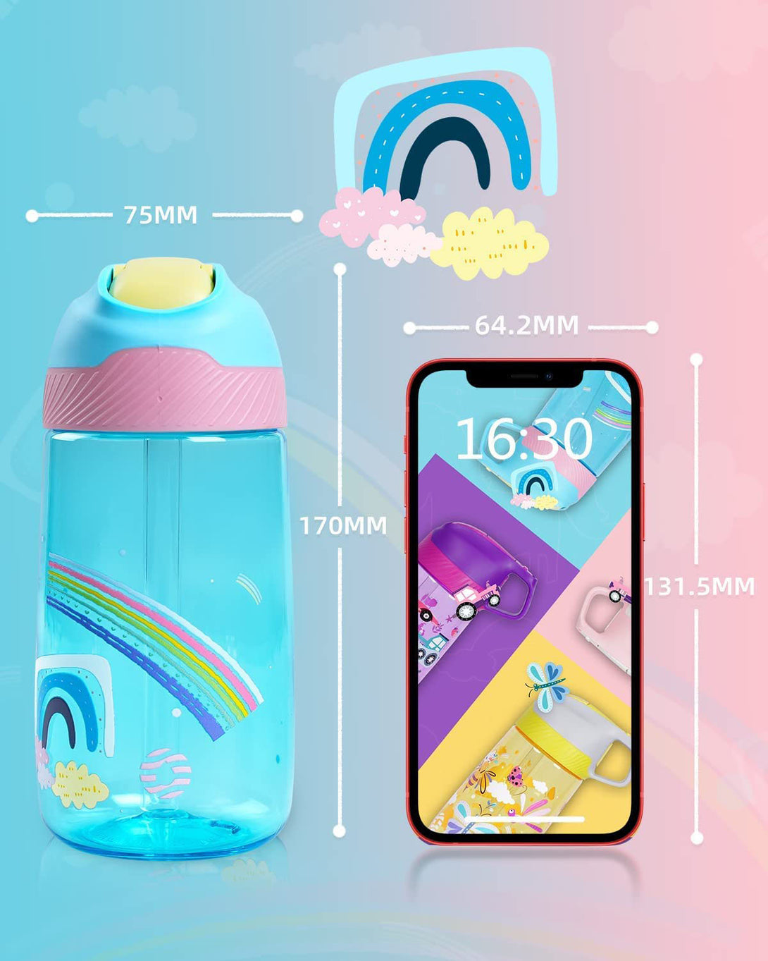 450ml Plastic Tritan Kids Water Bottle With Straw