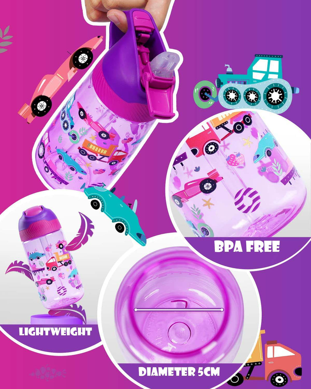 450ml Plastic Tritan Kids Water Bottle With Straw