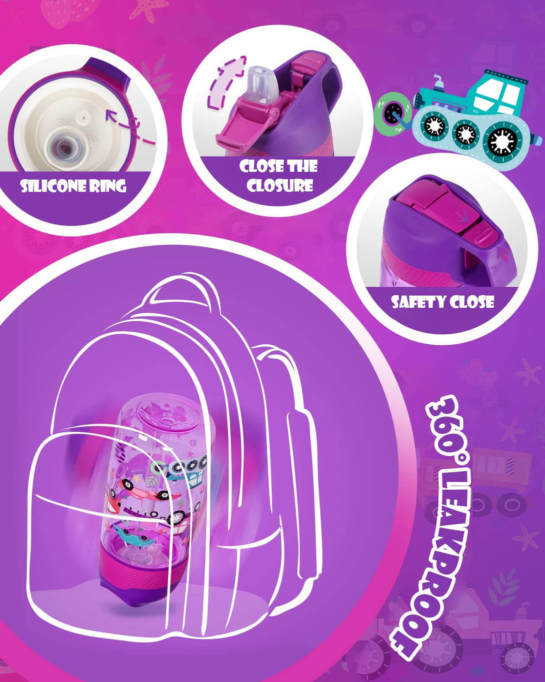 450ml Plastic Tritan Kids Water Bottle With Straw