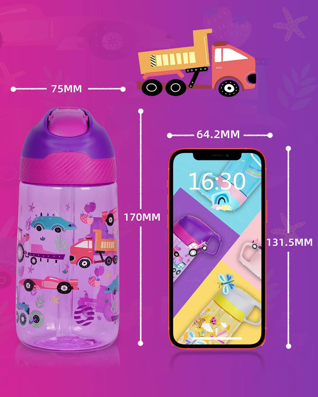 450ml Plastic Tritan Kids Water Bottle With Straw