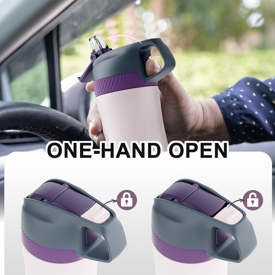 550ml Stainless Steel Insulated Thermo Water Bottle, Vacuum Flask With Straw