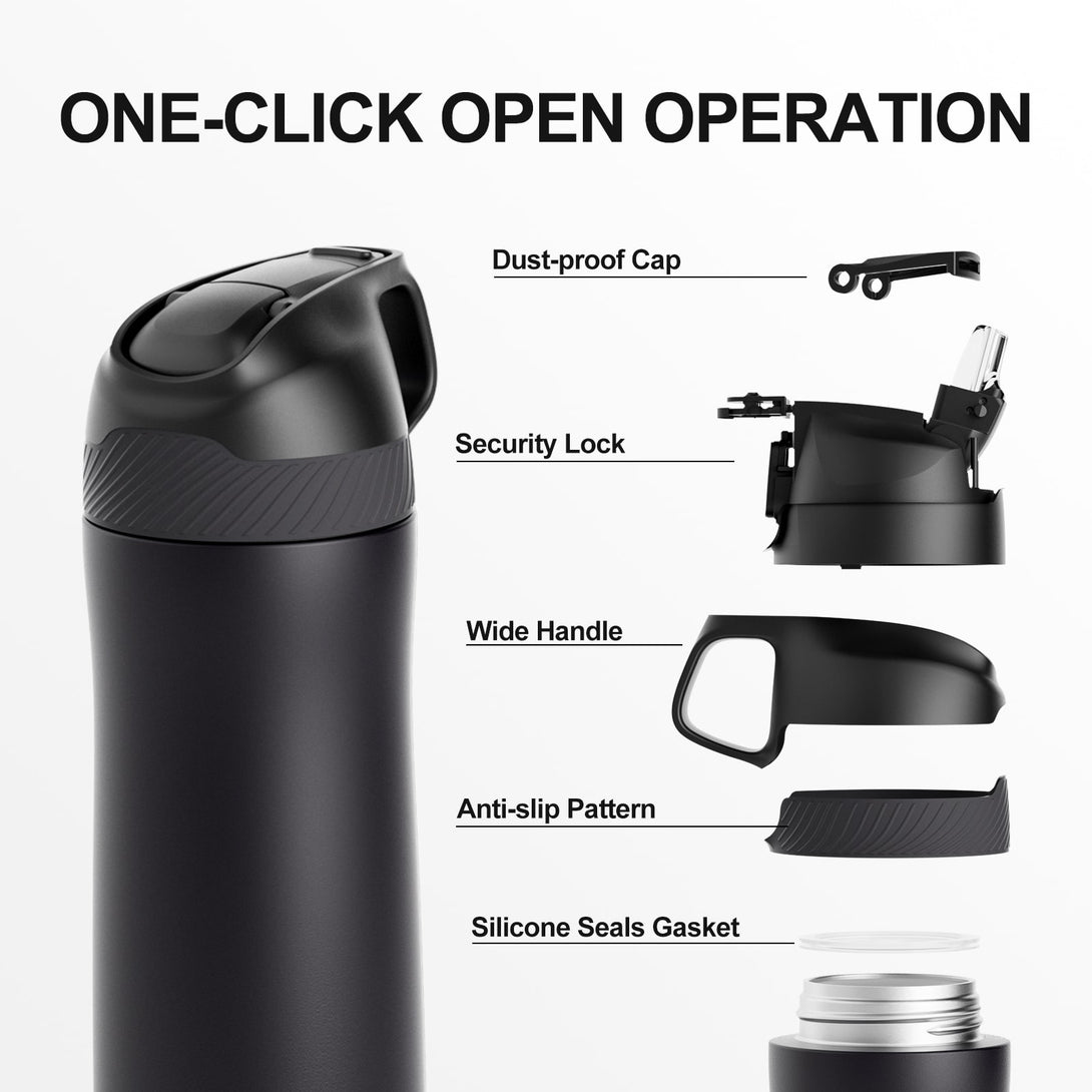 550ml Stainless Steel Insulated Thermo Water Bottle, Vacuum Flask With Straw