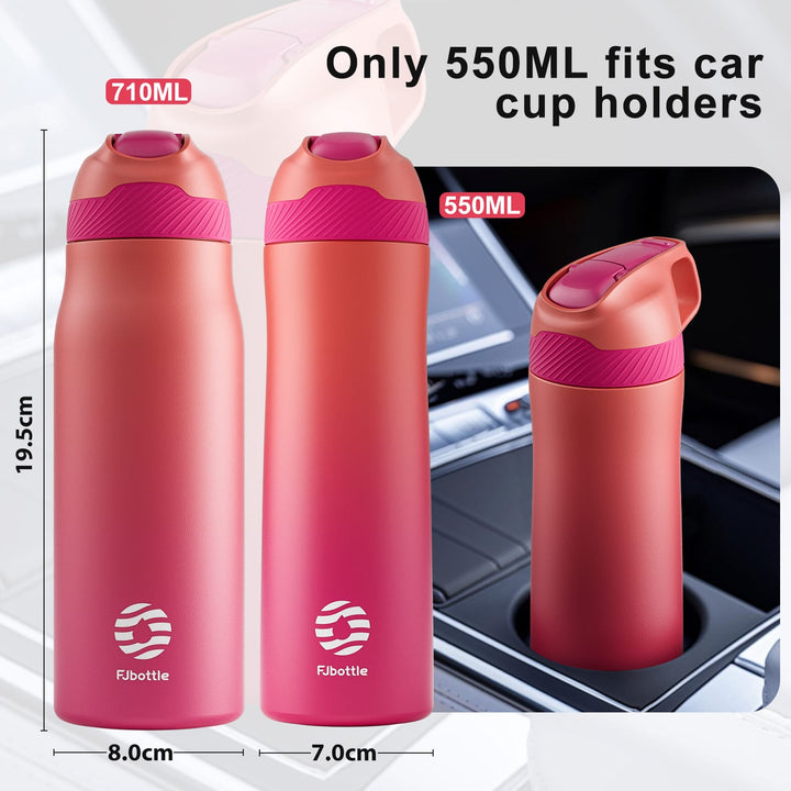 550ml Stainless Steel Insulated Thermo Water Bottle, Vacuum Flask With Straw