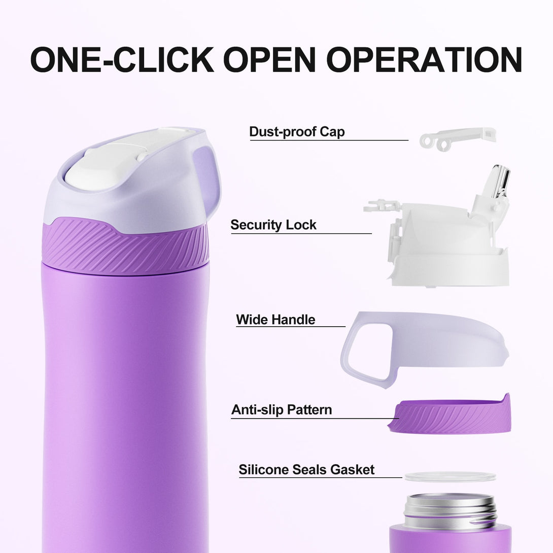 550ml Stainless Steel Insulated Thermo Water Bottle, Vacuum Flask With Straw