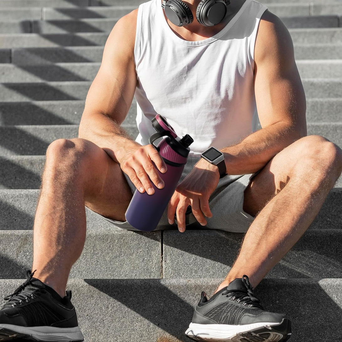 800ml Stainless Steel Insulated Thermo Water Bottle, Sports Vacuum Flask With Magnetic Lid