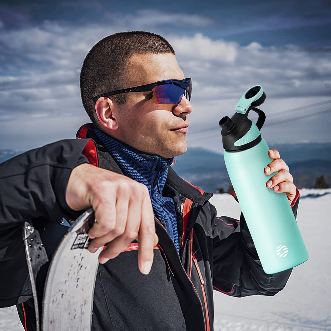 800ml Stainless Steel Insulated Thermo Water Bottle, Sports Vacuum Flask With Magnetic Lid