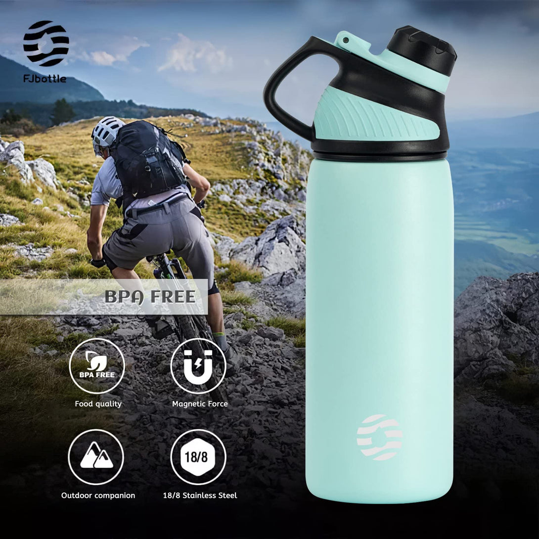 800ml Stainless Steel Insulated Thermo Water Bottle, Sports Vacuum Flask With Magnetic Lid