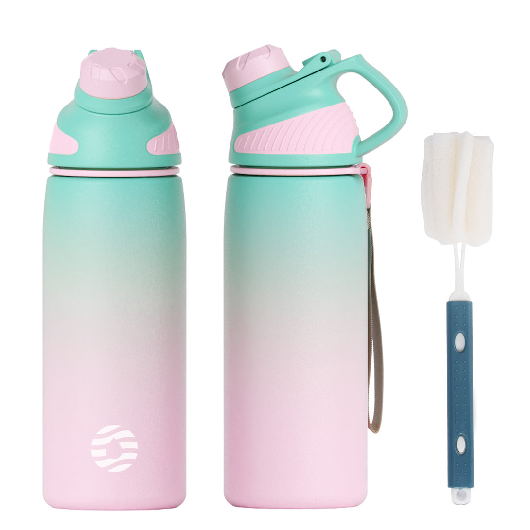 600ml Stainless Steel Insulated Thermo Water Bottle With Magnetic Liid, Sports Vacuum Metal Flask