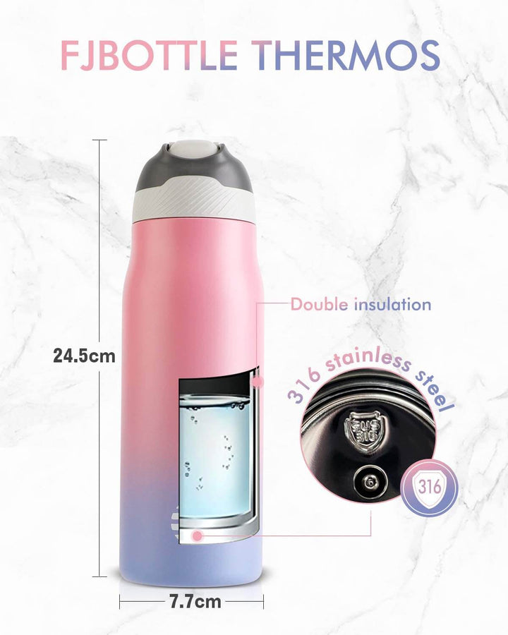 710ml Stainless Steel Insulated Thermo Water Bottle, Vacuum Flask With Straw