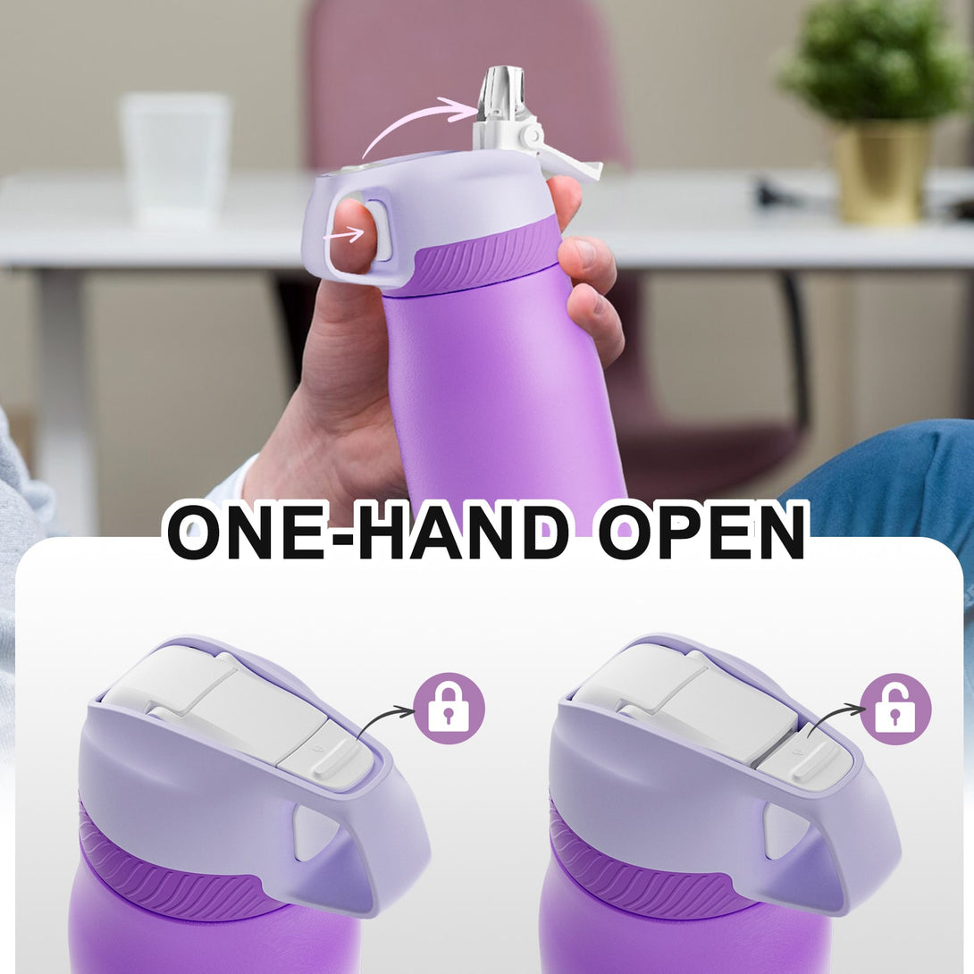 710ml Stainless Steel Insulated Thermo Water Bottle, Vacuum Flask With Straw