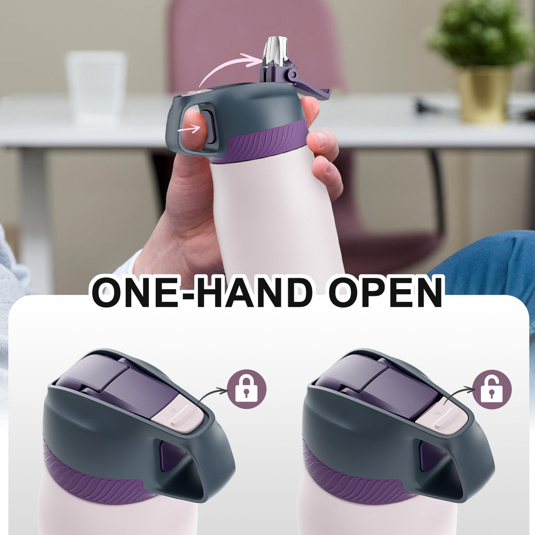 710ml Stainless Steel Insulated Thermo Water Bottle, Vacuum Flask With Straw
