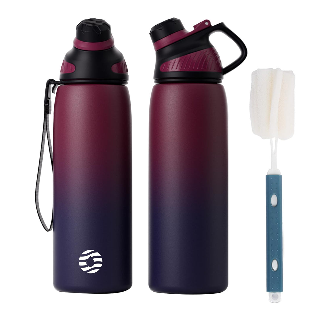 800ml Stainless Steel Insulated Thermo Water Bottle, Sports Vacuum Flask With Magnetic Lid