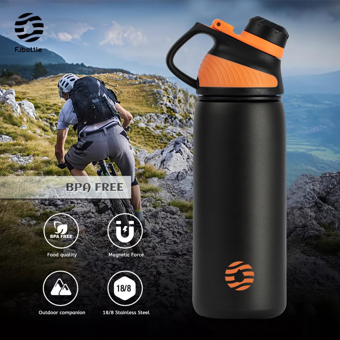 800ml Stainless Steel Insulated Thermo Water Bottle, Sports Vacuum Flask With Magnetic Lid