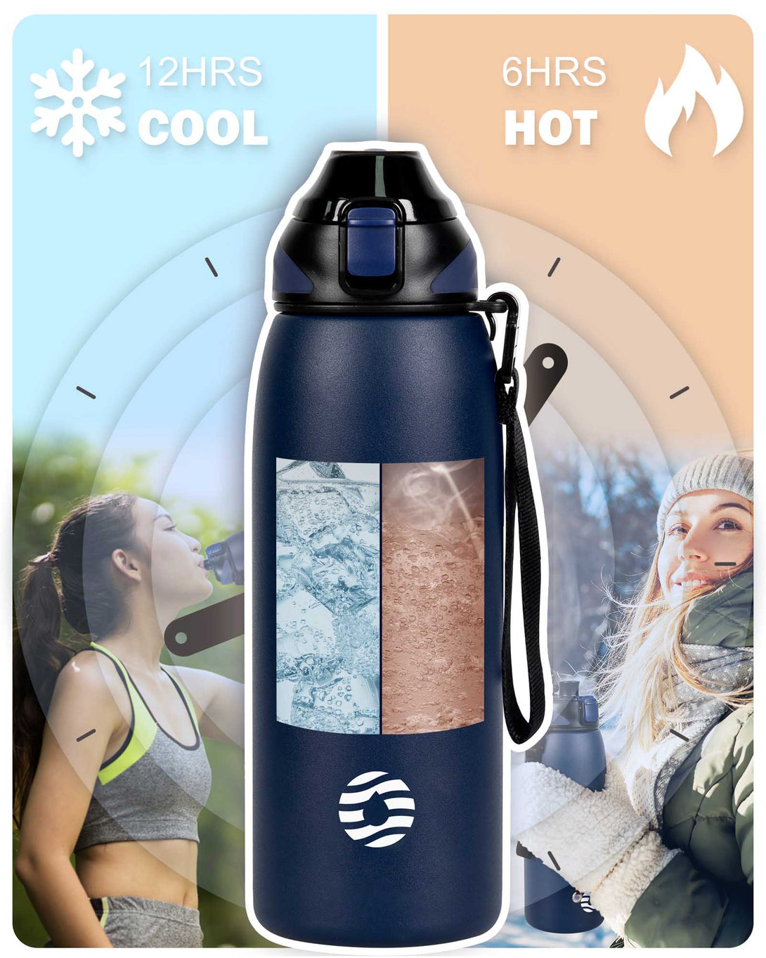 1000ml Stainless Steel Insulated Thermo Water Bottle, Vacuum Flask  With Spout