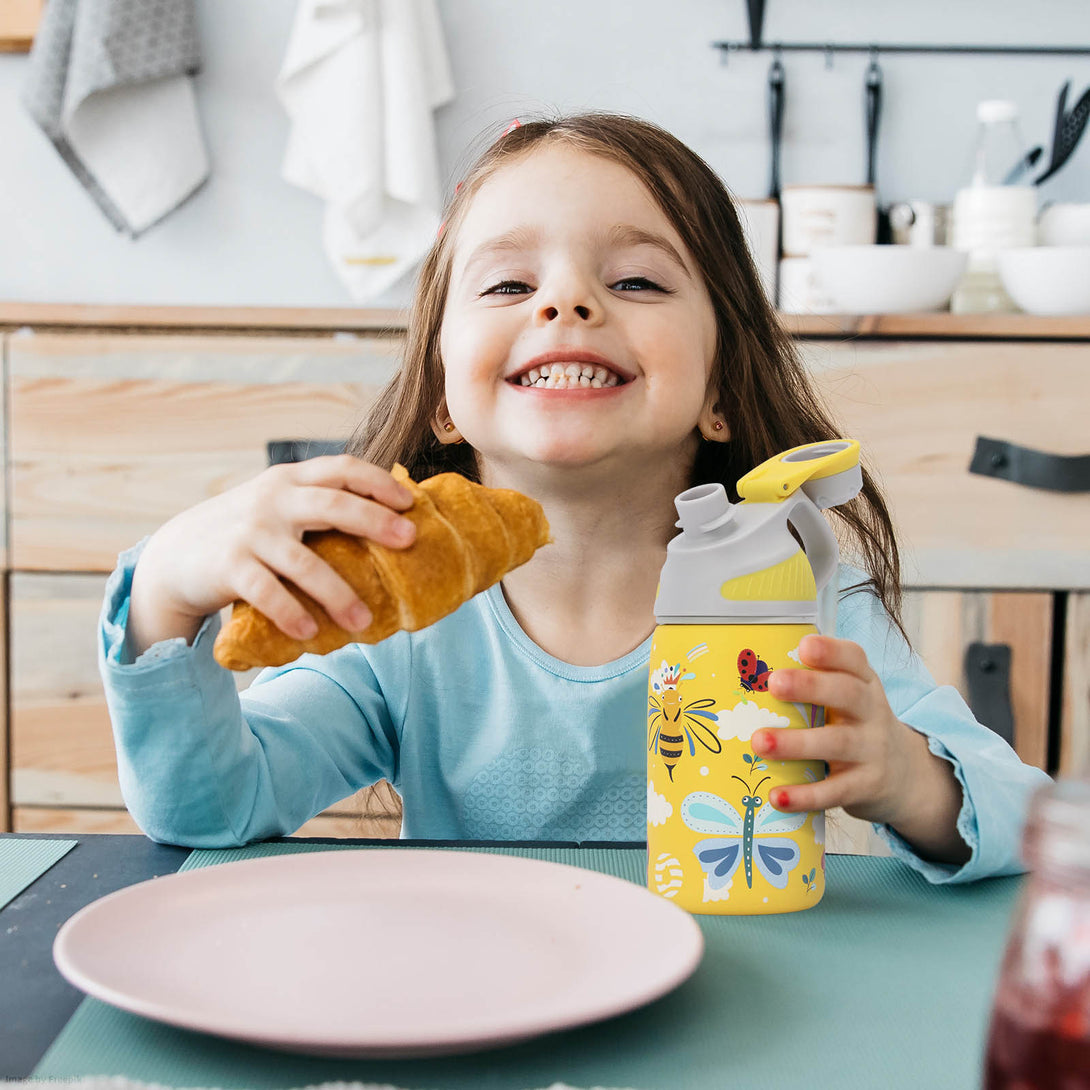 400ml Stainless Steel Insulated Kids Thermo Water Bottle, Vacuum Flask With Magnetic Lid