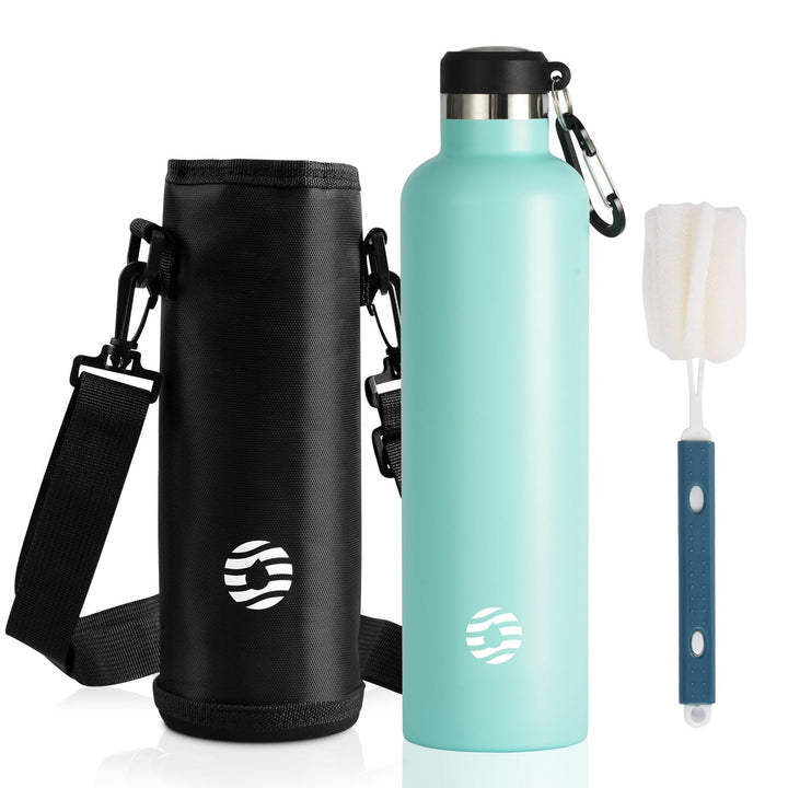 1000ml Stainless Steel Insulated Thermo Water Bottle, Vacuum Flask With Carabiner